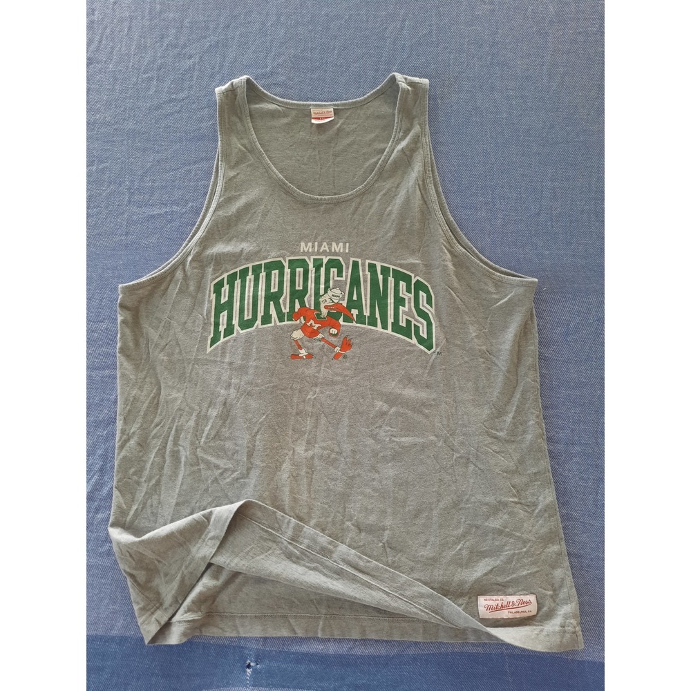 Mitchell & Ness Miami Hurricanes Tank Top XXL Gray Sebastian Ibis NCAA Shirt